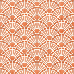 Serene Sunshine- 25 Peach- Art Deco Wallpaper- Geometric Minimalist Monochromatic Scalloped Suns- Petal Cotton Solids Coordinate- Small- Pastel Orange- Soft Orange- Pastel Haloween- Fall- Autumn