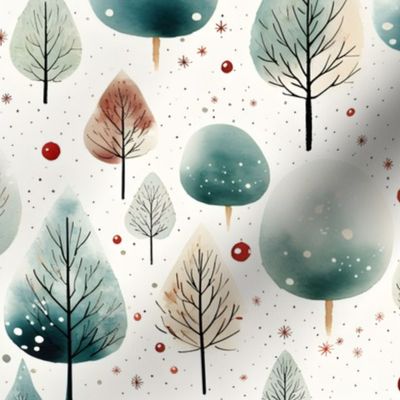 Watercolor Winter Forest