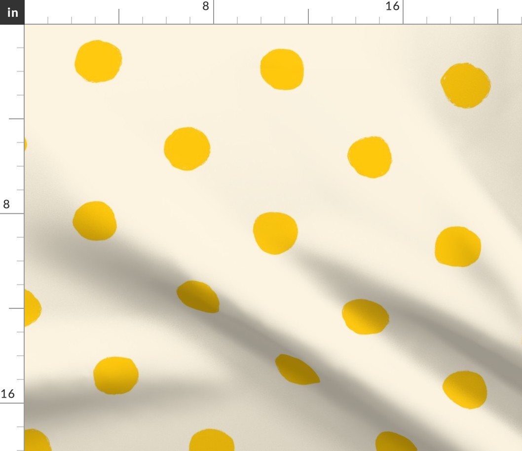 Yellow Polka Dot V1, V2 Print, Cream and Yellow Spot Print - Medium