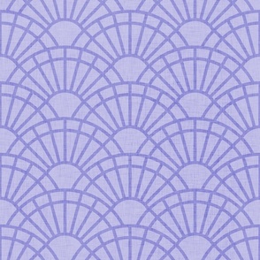 Serene Sunshine- 26 Lilac on Pastel Purple-- Art Deco Wallpaper- Geometric Minimalist Monochromatic Scalloped Suns- Petal Cotton Solids Coordinate-Medium