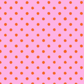 Pink Polka Dot V1, V2 Print, Pink and Orange Spot Print - Small