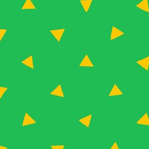 Green and Yellow Triangle Print V1, V2, Triangle Geometric Print - Medium