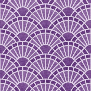 Serene Sunshine- 27 Orchid- Art Deco Wallpaper- Geometric Minimalist Monochromatic Scalloped Suns- Petal Cotton Solids Coordinate- Medium- Purple- Violet- Haloween