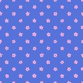 Flower Power Print V1, V2, Royal Blue and Cotton Candy Pink - Small