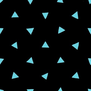 Black and Turquoise Triangle Print V1, V2, Triangle Geometric Print - Medium