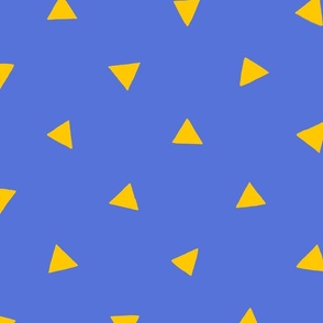 Royal Blue Triangle Print V1, V2  Print, Blue and Yellow Triangle Geometric Print - Medium
