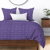 Serene Sunshine- 28 Grape on Purple- Art Deco Wallpaper- Geometric Minimalist Monochromatic Scalloped Suns- Petal Cotton Solids Coordinate- Medium- Purple- Violet- Haloween