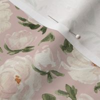 Medium - Hand Painted Watercolour Cream Florals, Wild Roses - Blush Pink, Ivory - Botanical Wallpaper, Nursery, Flowers