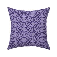 Serene Sunshine- 28 Grape on Purple- Art Deco Wallpaper- Geometric Minimalist Monochromatic Scalloped Suns- Petal Cotton Solids Coordinate- Small- Purple- Violet- Haloween