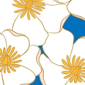 XL White And Blue Water Crowfoot Buttercup Flowers 24in