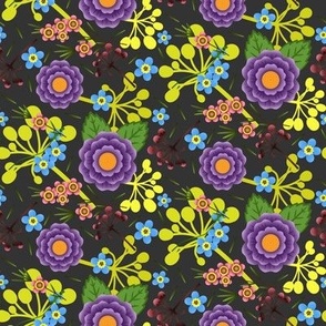 Floral pattern on a dark background.