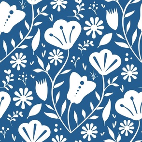 Bloom and Bliss in sea blue white - large