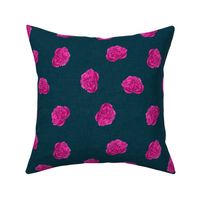  Watercolour Pink Peony on Navy - small