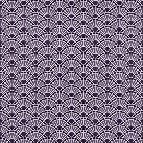Serene Sunshine- 29 Plum- Art Deco Wallpaper- Geometric Minimalist Monochromatic Scalloped Suns- Petal Cotton Solids Coordinate- sMini- Dark Purple- Violet- Haloween