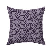 Serene Sunshine- 29 Plum on Violet- Art Deco Wallpaper- Geometric Minimalist Monochromatic Scalloped Suns- Petal Cotton Solids Coordinate- Small- Dark Purple- Violet- Haloween