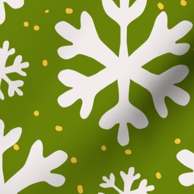 Vintage Christmas snowflakes green