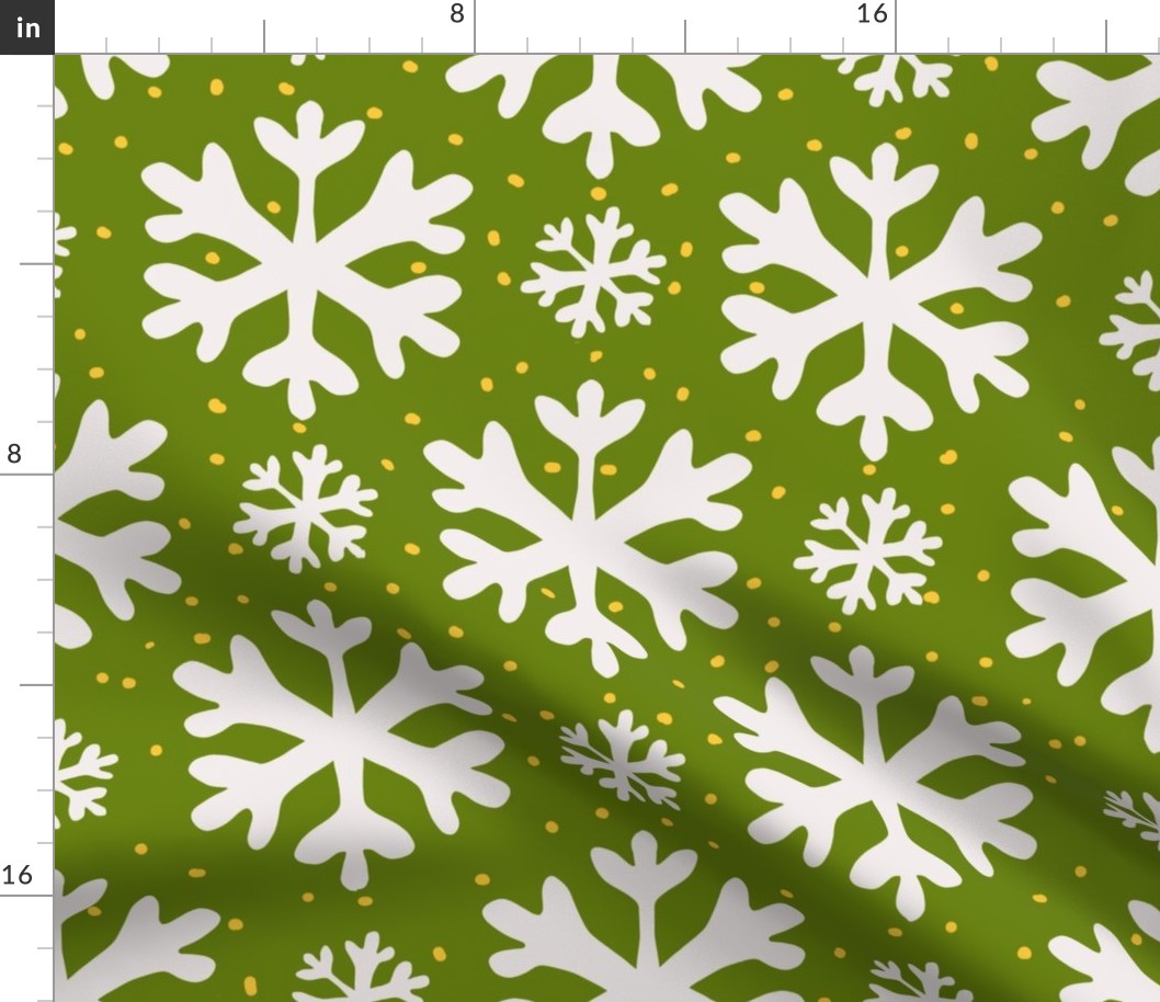 Vintage Christmas snowflakes green