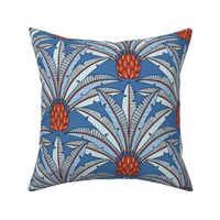 festive palm fan/blue and red/large