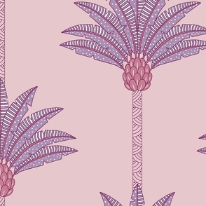 decorative palm stripes/chalk pink and purple orchid/large