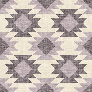 Aztec Tribal Kilim Motifs Hand Woven Natural White Grey Lilac