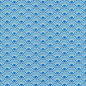 Serene Sunshine- 32 Bluebell- Art Deco Wallpaper- Geometric Minimalist Monochromatic Scalloped Suns- Petal Cotton Solids Coordinate- sMini- Bright Blue- Summer