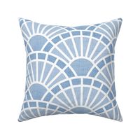 Serene Sunshine- 33 Sky Blue- Art Deco Wallpaper- Geometric Minimalist Monochromatic Scalloped Suns- Petal Cotton Solids Coordinate- Large- Soft Pastel Blue- Light Baby Blue