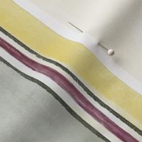 French watercolor stripes in yellow and sage green, large scale