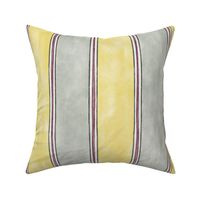 French watercolor stripes in yellow and sage green, large scale