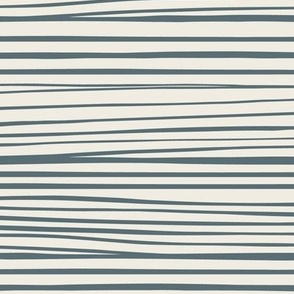 Hand Drawn Horizontal Stripes - Creamy White _ Marble Blue - coastal seaside