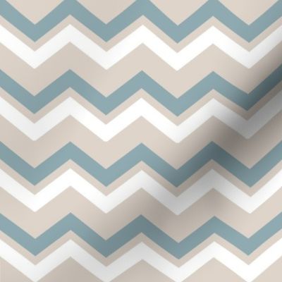 TRADITIONAL CHEVRON  BLUE WHITE TAN 