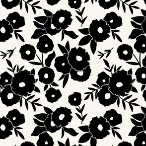 Garden Party Black on Cream - 12x12 Block