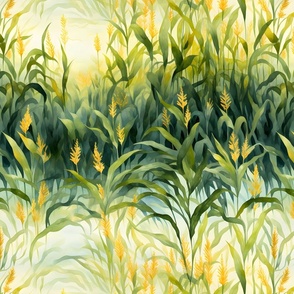 Watercolor Corn Field