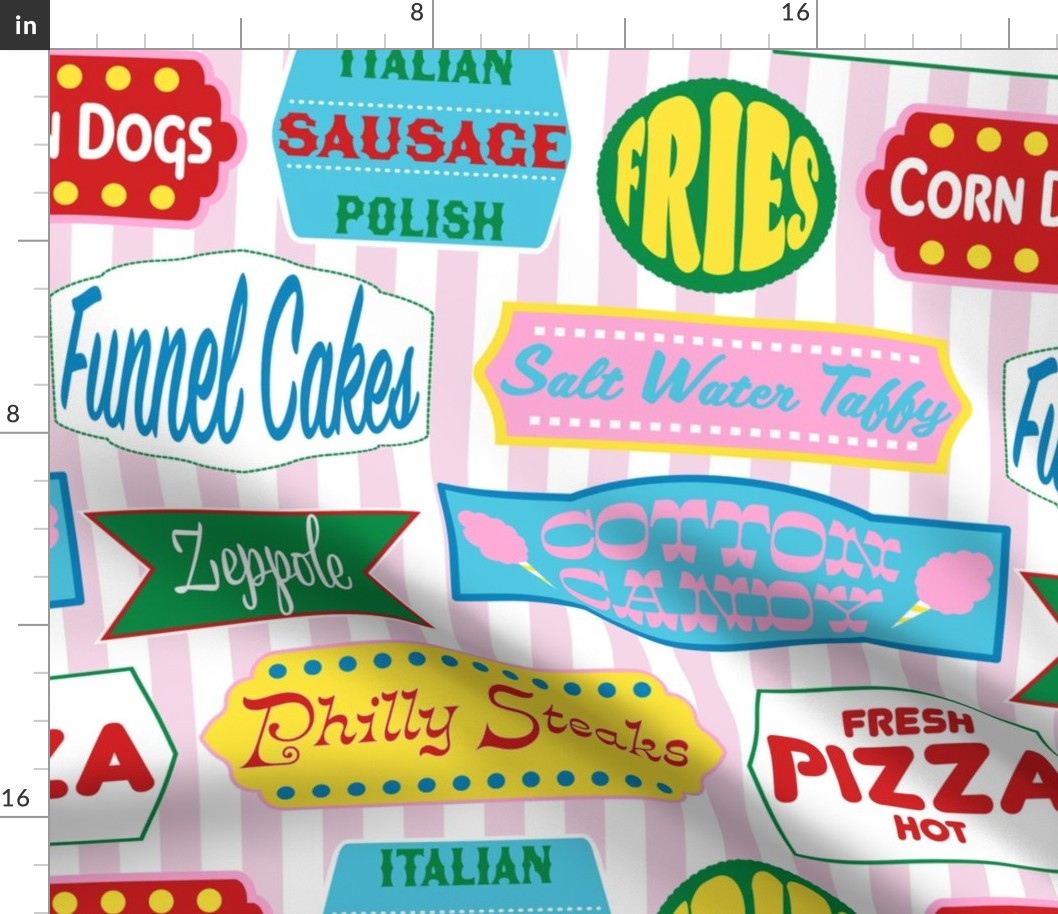 East Coast Summer Shore Food Signs in Pink + White Popcorn Stripe