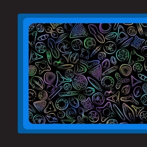 Diatoms tea towel - full spectrum on Black