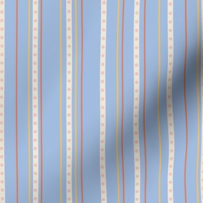 French florals stripes blue - S