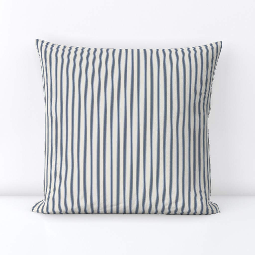 Ticking Stripe: Dark Dusty Blue & Off White Pillow Ticking