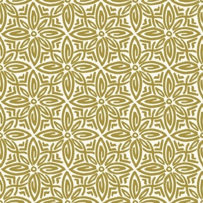 Geometric Blossoms Gold on Cream - 12x12 Block Small Scale
