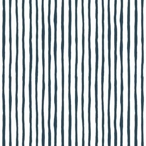 THIN - Wavy Wonky Stripe Navy Blue White_ Small Scale 