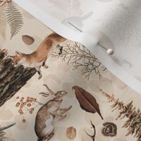 Fall Forest Impression With Wild Animals In Warm Earth Colors Smaller Scale