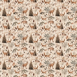Fall Forest Impression With Wild Animals In Warm Earth Colors Extra Small