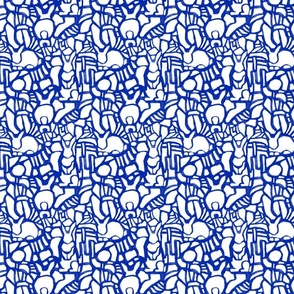 Find the Rabbits Abstract Geometric Classic Blue - Medium Scale