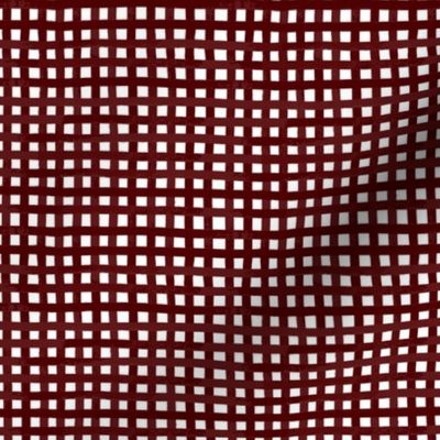 Thick Maroon Check on white Small Scale 4" x 4"