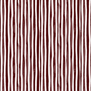 Maroon Thick Vertical watercolor stripe on White  Medium 8" x 8"