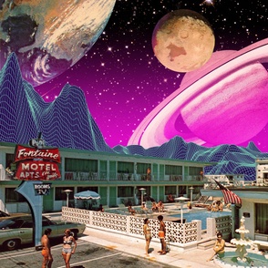 Synthwave space vintage retro collage #3