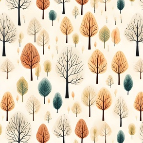 Watercolor Fall Trees