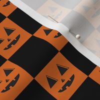 MEDIUM Pumpkin Checkerboard Fabric Black halloween boho neutral design 8in