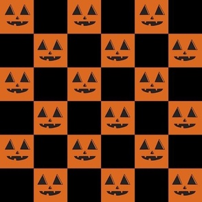 LARGE Pumpkin Checkerboard Fabric Black halloween boho neutral design 10in