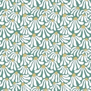 White Flowers on Teal