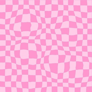 Hot Pink Wavy Checker Pattern