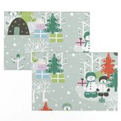 Large / Snowmen Village - Greens